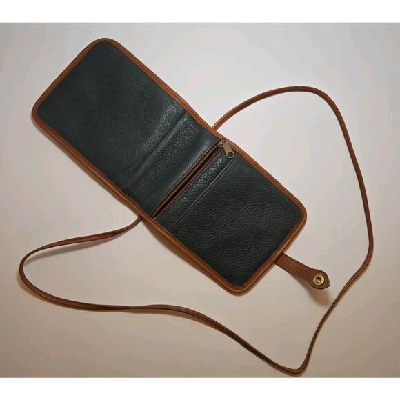 Bugatti Saddle Blue & Brown Leather Crossbody Purse Snap Latch Zip Travel 6x7.5" - Picture 10 of 12